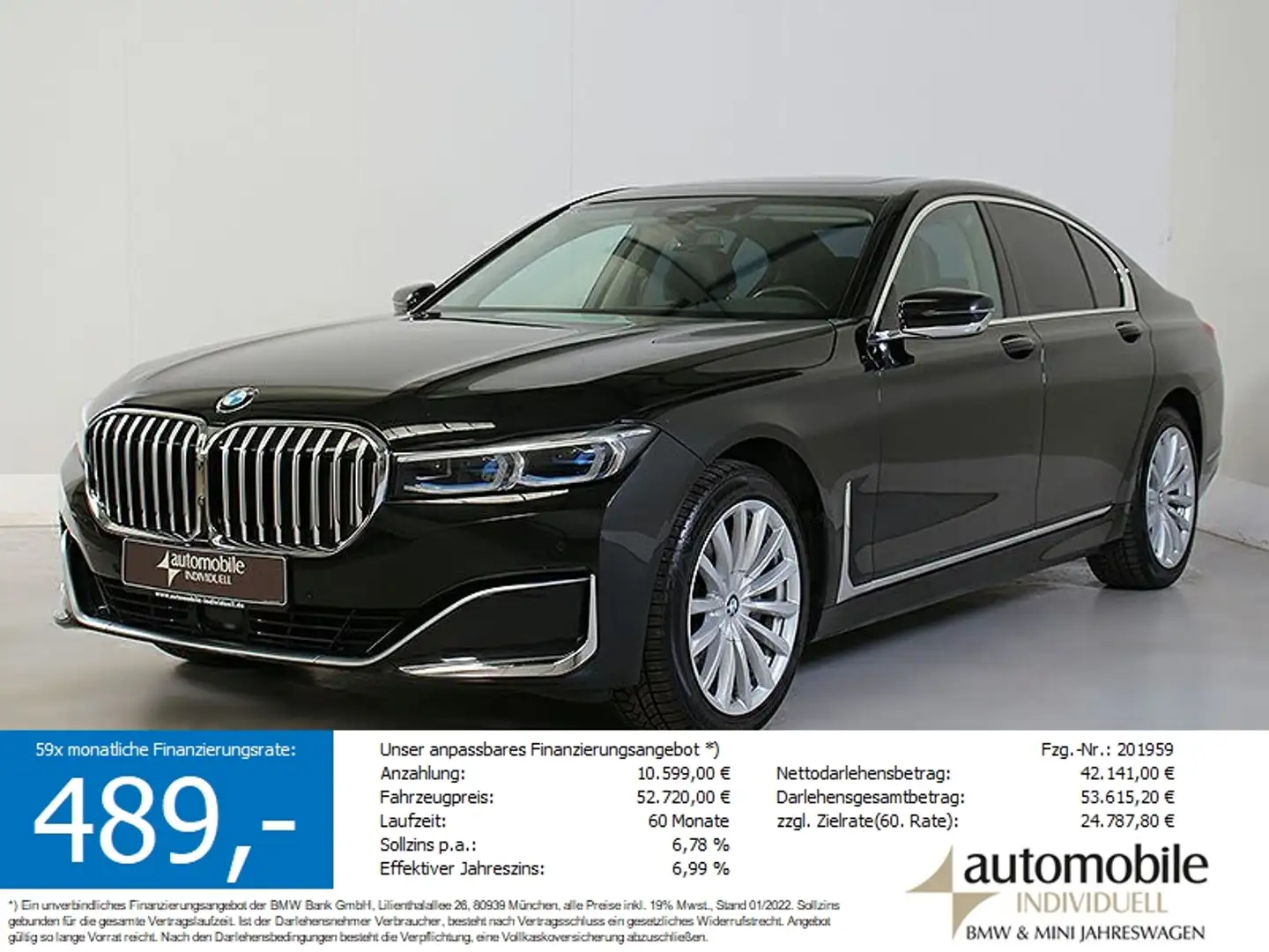 BMW 730 d xDr. Laser ACC Standheiz Glasdach Lhz usw Negro - 1