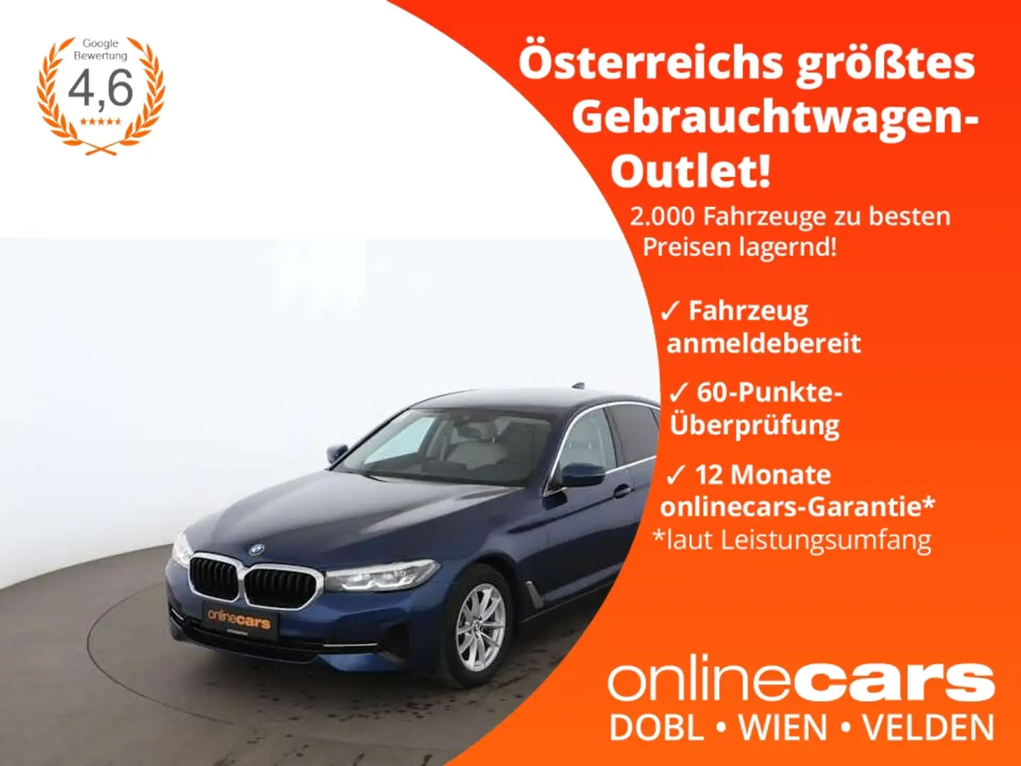 BMW 520 d xDrive Luxury Aut LED AHK NAVI LEDER R-CAM Blau - 1