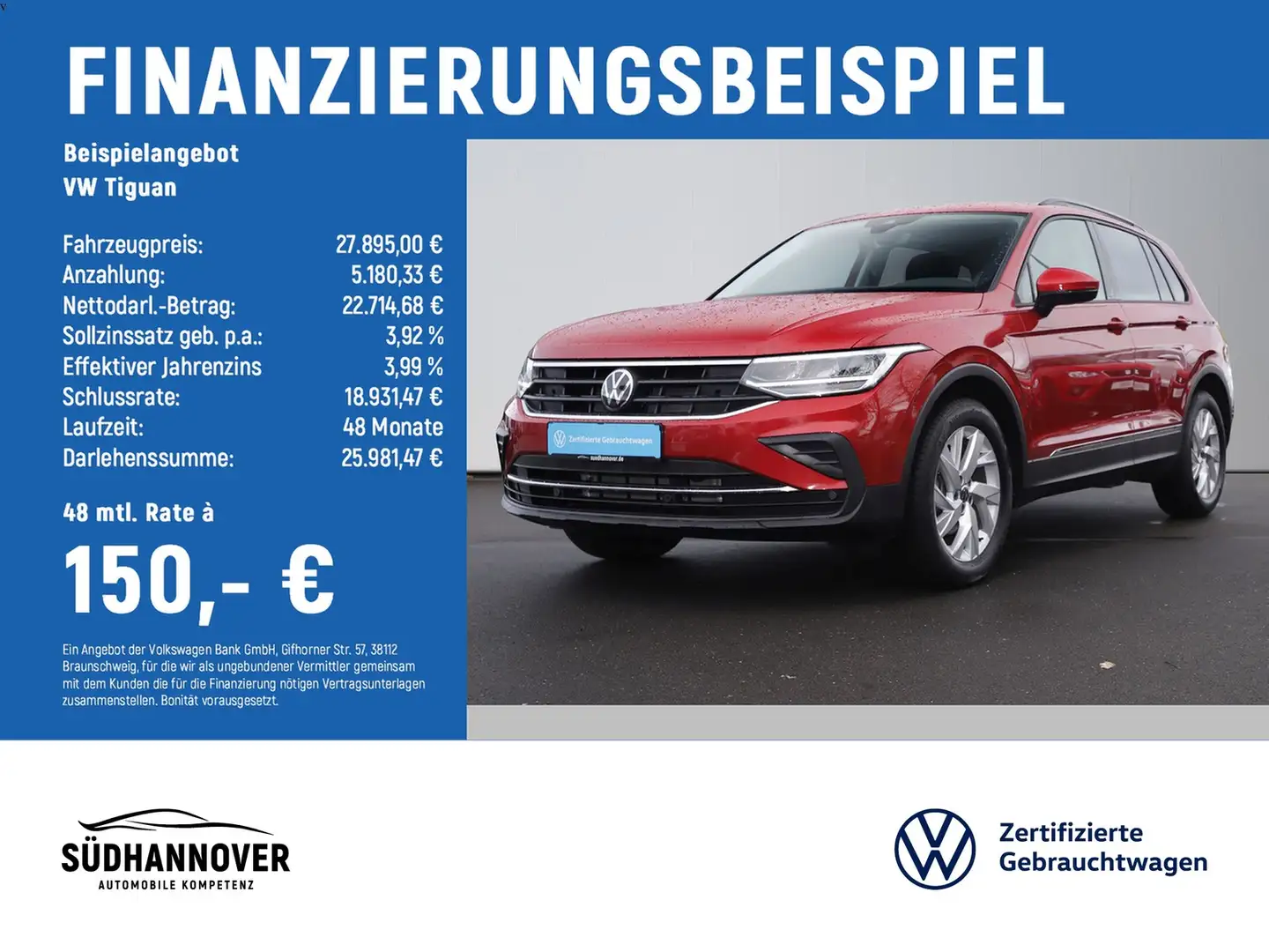 Volkswagen Tiguan Life 2.0 TDI AHK+NAVI+LED+PDC+SHZ+KAMERA Rood - 2