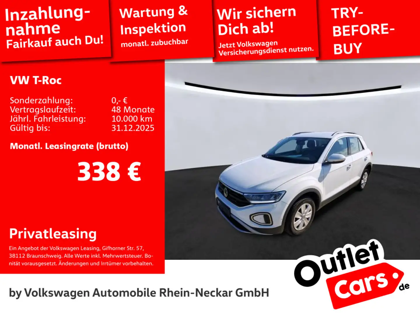 Volkswagen T-Roc 1.5 TSi Life DSG, Navi, Kamera, LED uvm. Weiß - 1