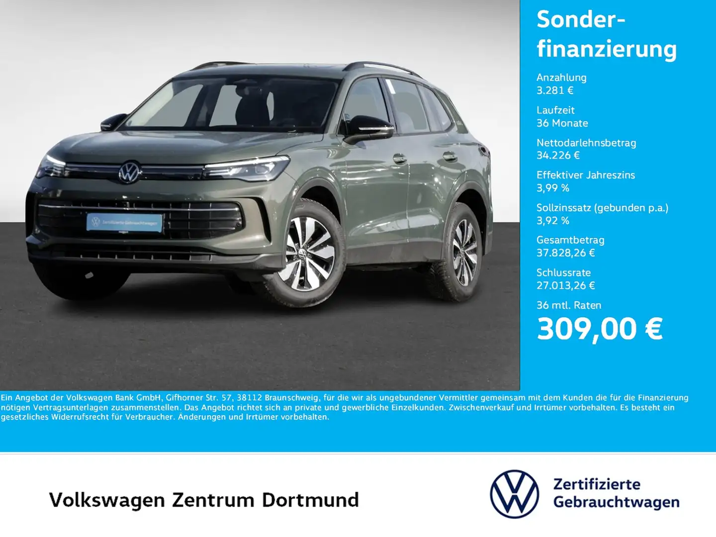 Volkswagen Tiguan 1.5 eTSI GOAL NEUESMODELL PANO AHK 360CAM Grün - 1