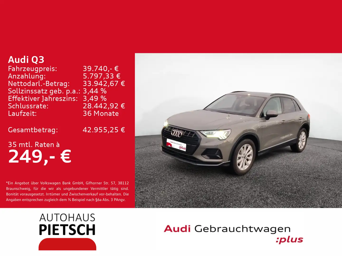 Audi Q3 35 TFSI advanced S-tronic Matrix ACC AHK Navi Grau - 1