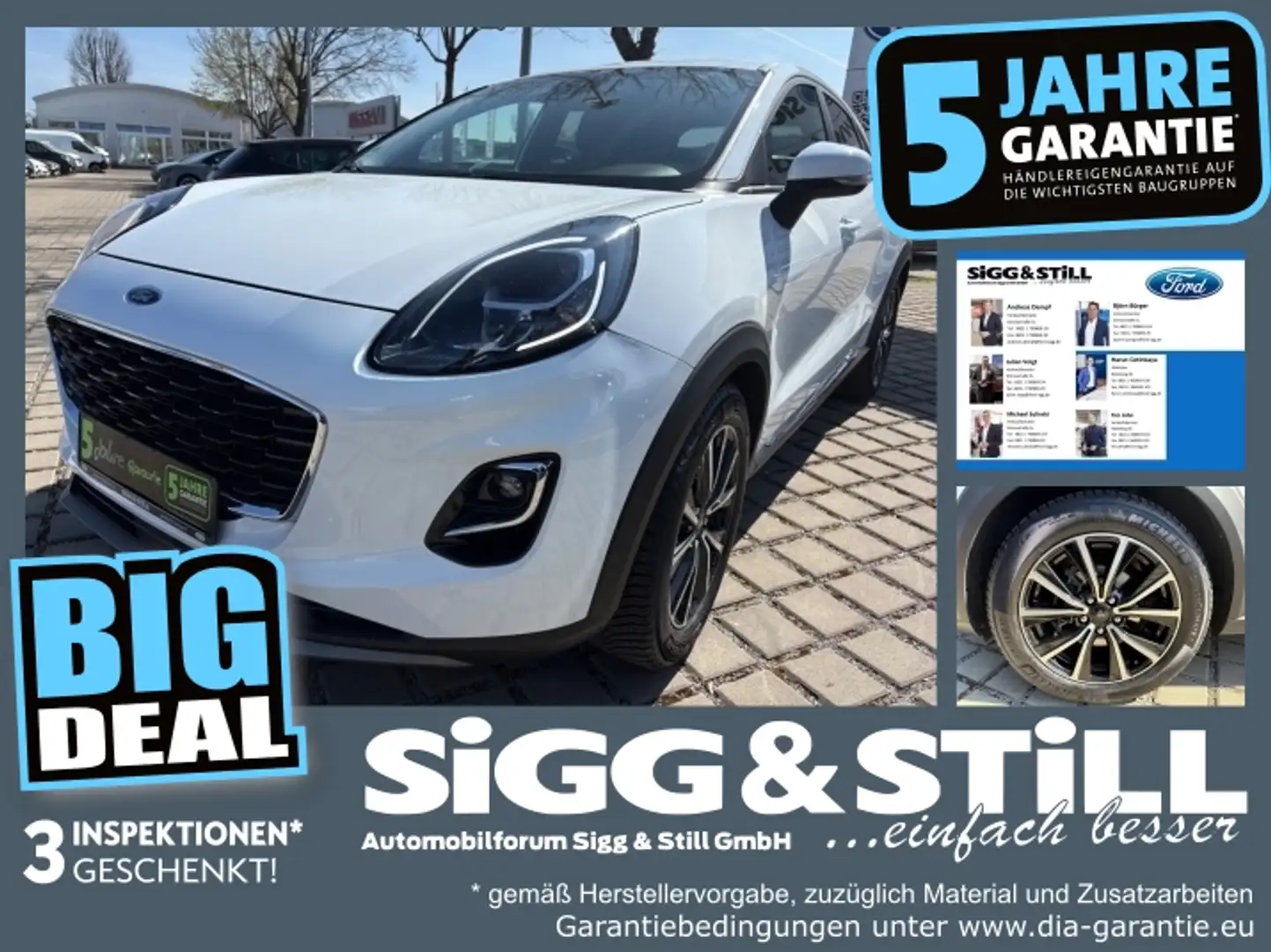 Ford Puma 1.0 Titanium NAV*LED*KLIMAAUT*SHZ*PDC*ALU17 Wit - 1