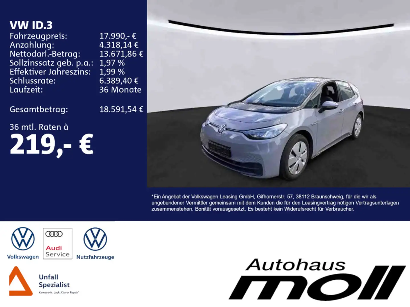 Volkswagen ID.3 Pure Performance, Navi, LED Grau - 2