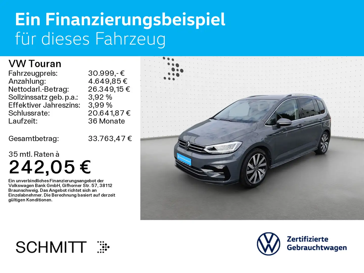 Volkswagen Touran 1.5 TSI DSG R-LINE*7-SITZER*LED*KAMERA*PD Grau - 2