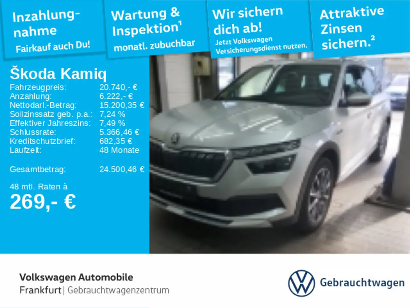 Skoda Kamiq 1.5 TSI DSG Scoutline FrontAssist Climatro Silber - 1