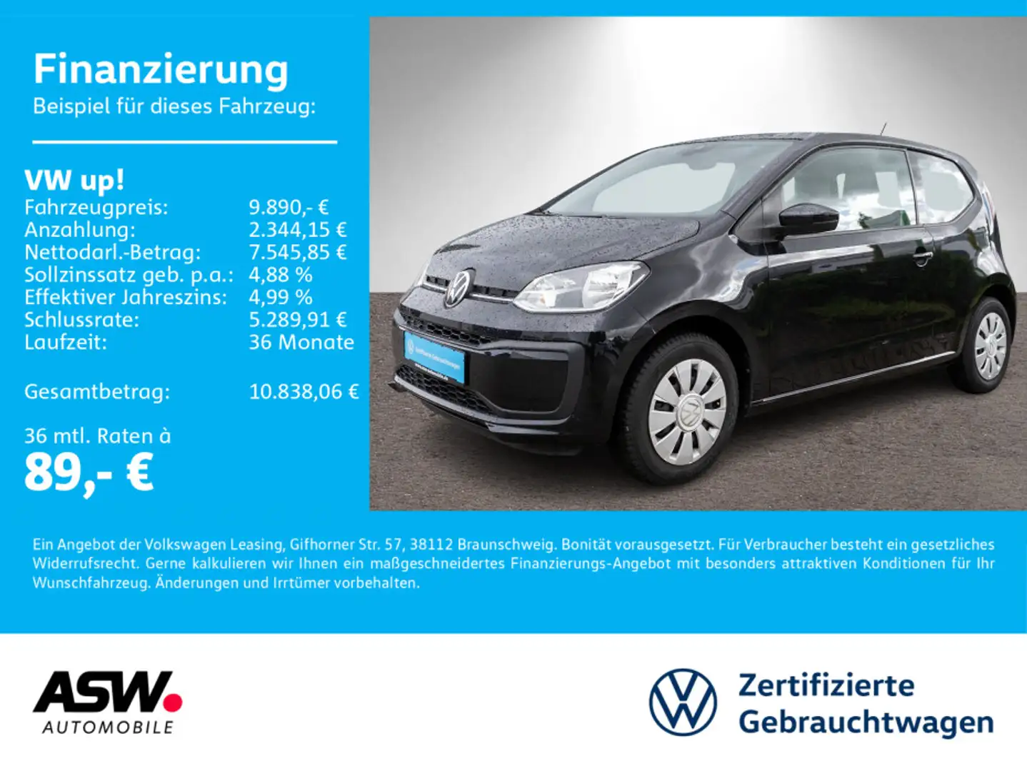 Volkswagen up! move up! 1.0 MPI Klima RFK GRA PDC SHZ Noir - 1