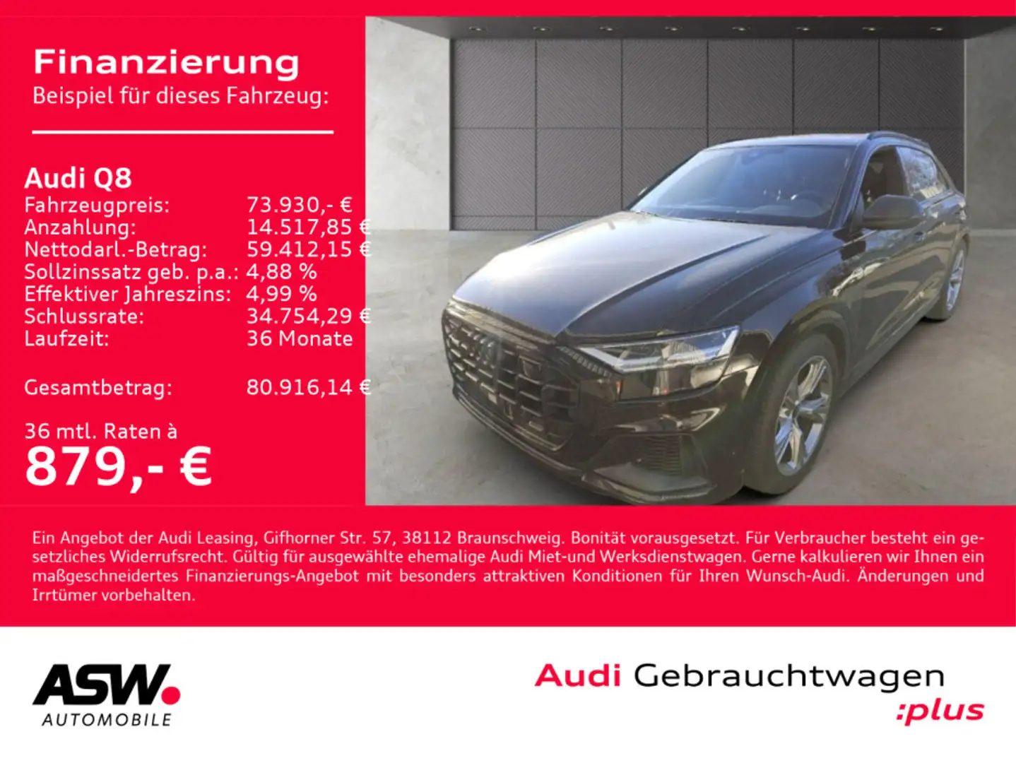 Audi Q8 55TFSI e quattro tiptronic NAVI LED PANO ACC Schwarz - 1