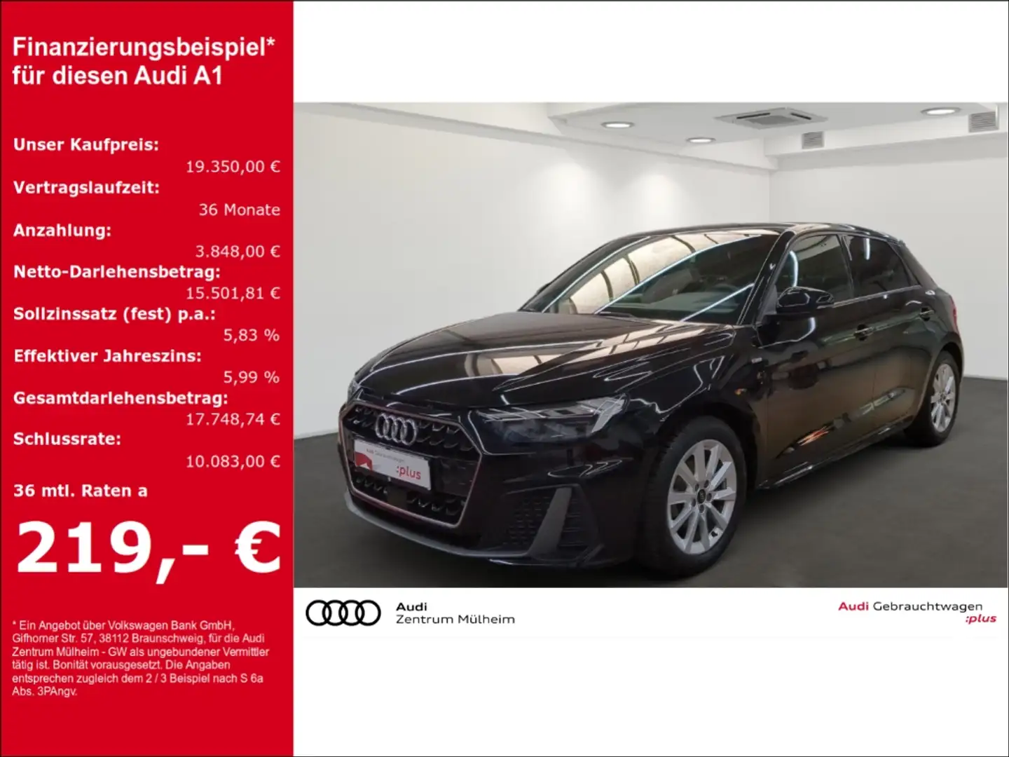 Audi A1 Sportback 25 TFSI S line Nvai LED virtual Noir - 1