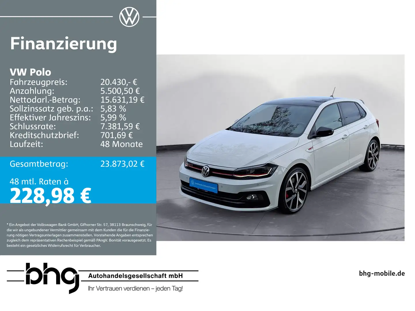 Volkswagen Polo 2.0 TSI OPF DSG GTI Weiß - 1