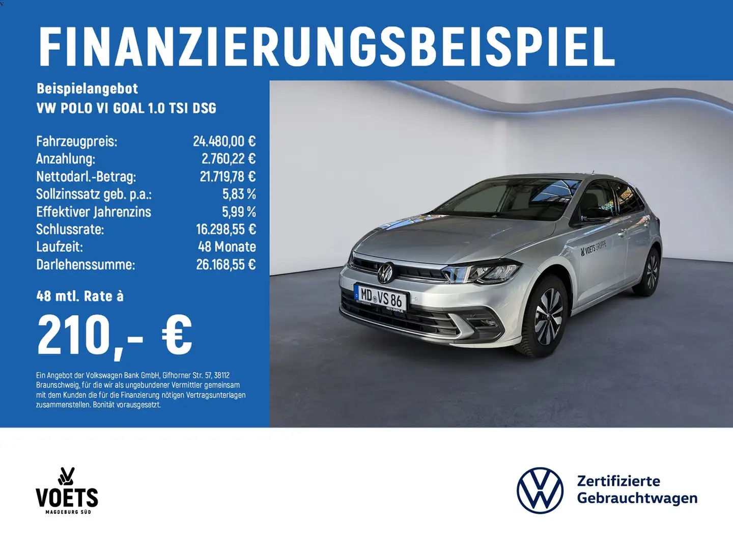 Volkswagen Polo VI GOAL 1.0 TSI DSG LED+NAVI+ACC+KAMERA Silber - 2