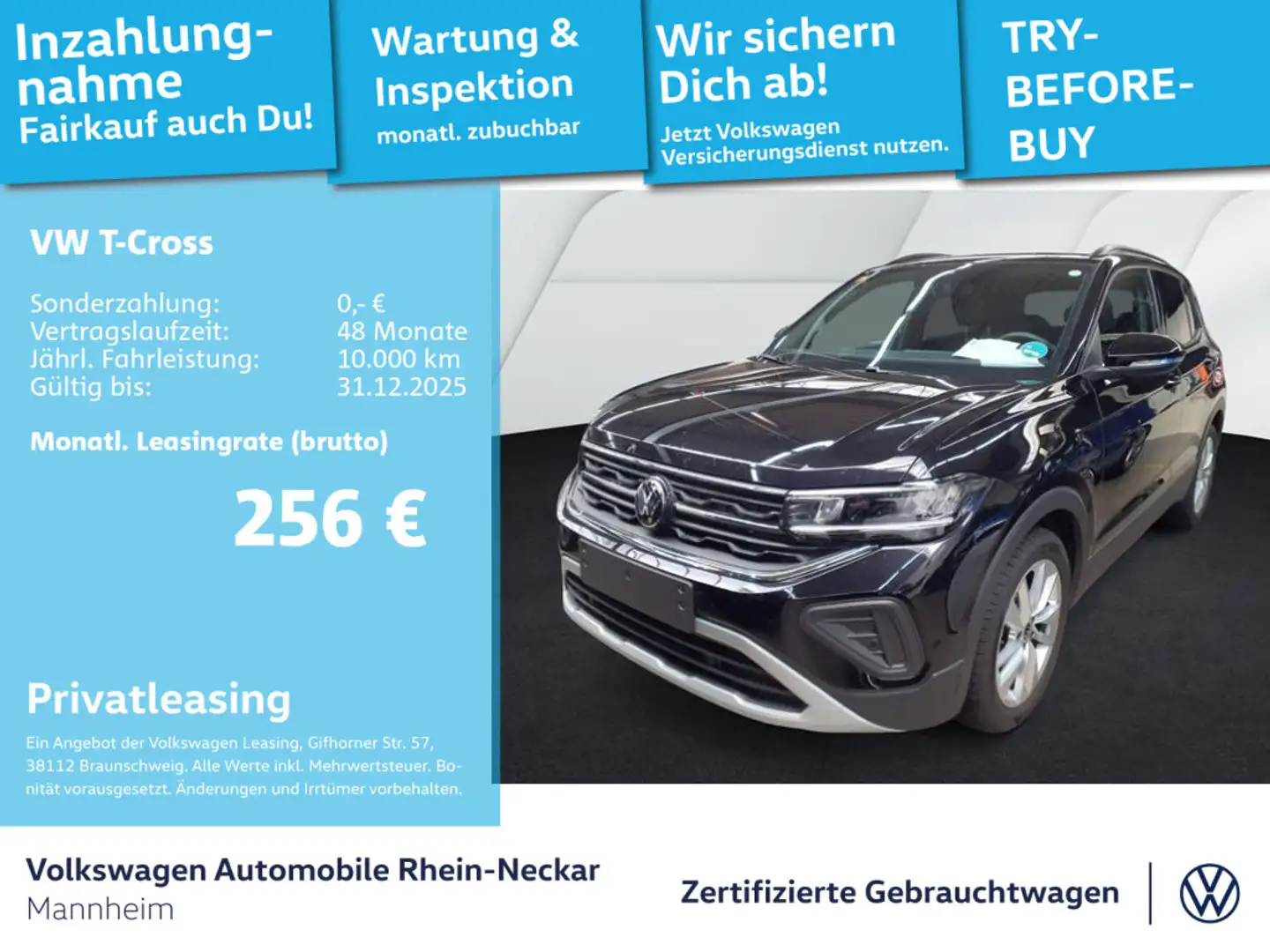 Volkswagen T-Cross 1.0 TSI GOAL DSG Navi AHK LED uvm Schwarz - 1