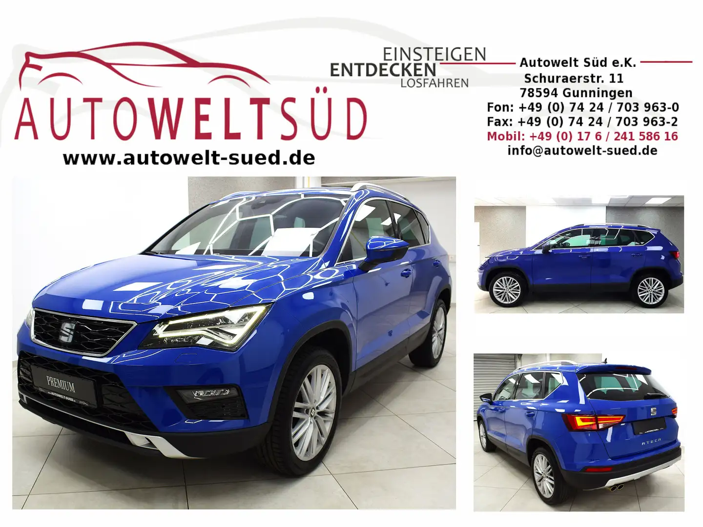 SEAT Ateca 1.5 TSI Xcellence DSG ACC LED Navi RCam KeyL Blau - 1