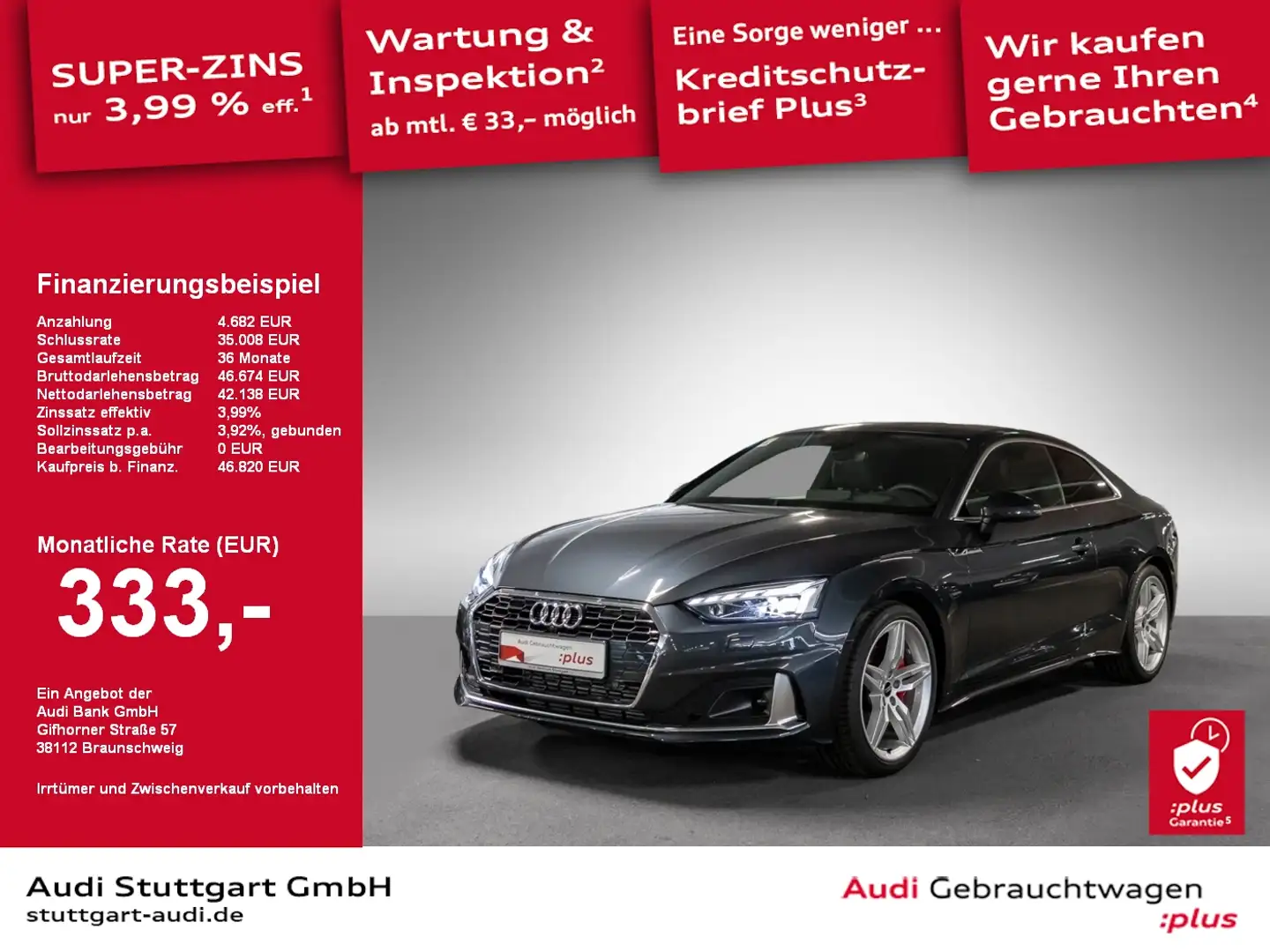 Audi A5 Coupé Advanced 40 TFSI S tronic AHK Pano SHZ Grey - 1