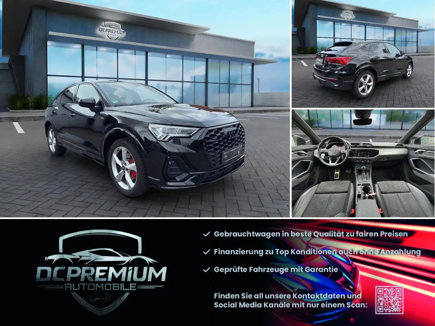 Audi Q3 Sportback 40 TDI quattro S line, 200PS Zwart - 1