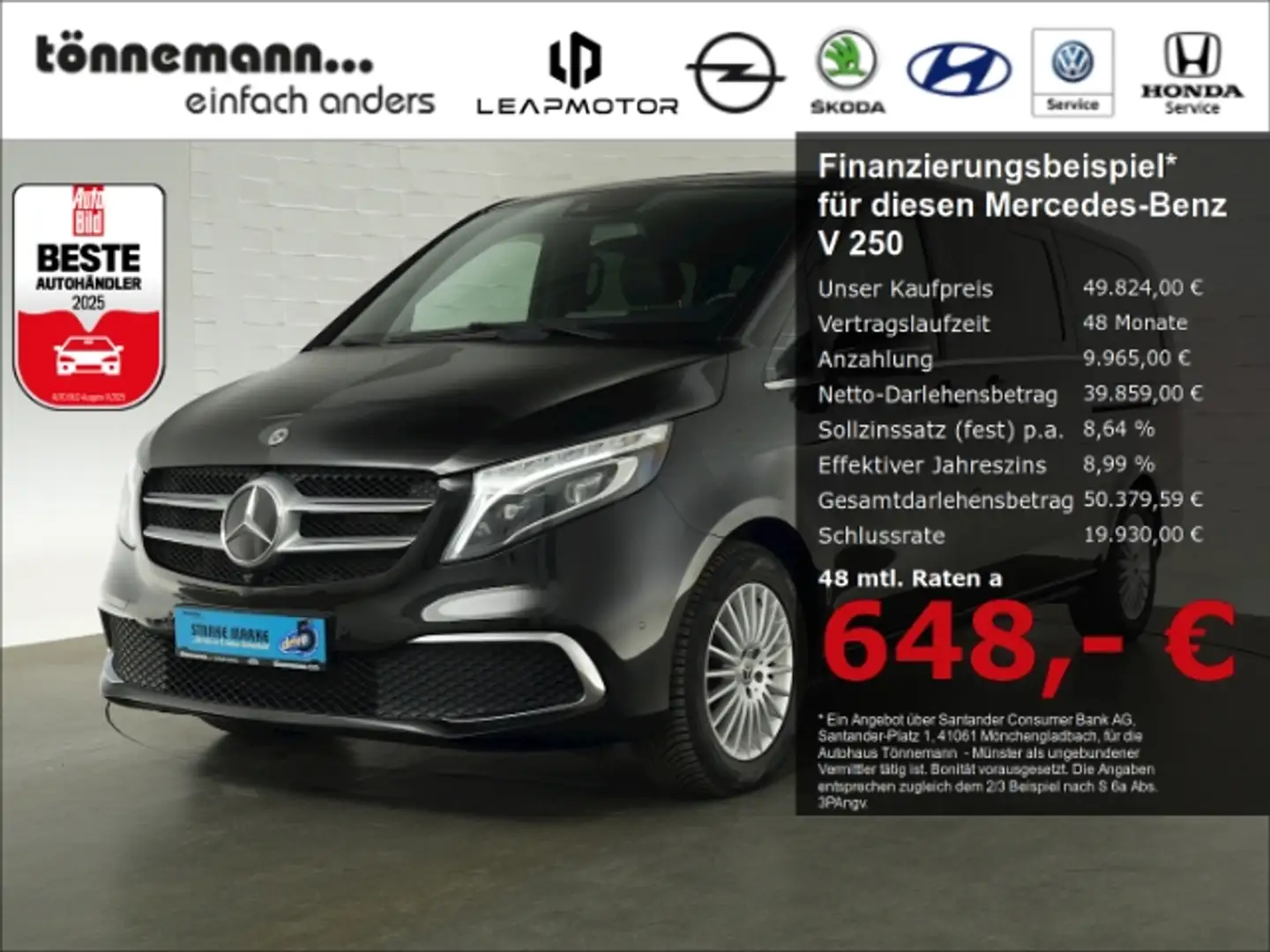 Mercedes-Benz V 250 AVANTGARDE EXTRALANG AT+AHK+NAVI+SITZHEIZUNG+KLIMA Zwart - 1