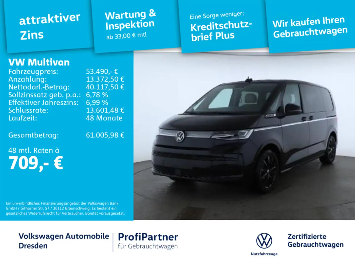 Volkswagen T7 Multivan T7 Multivan Style IQ-LED NAV AHZV ACC SIDE 18" Schwarz - 1