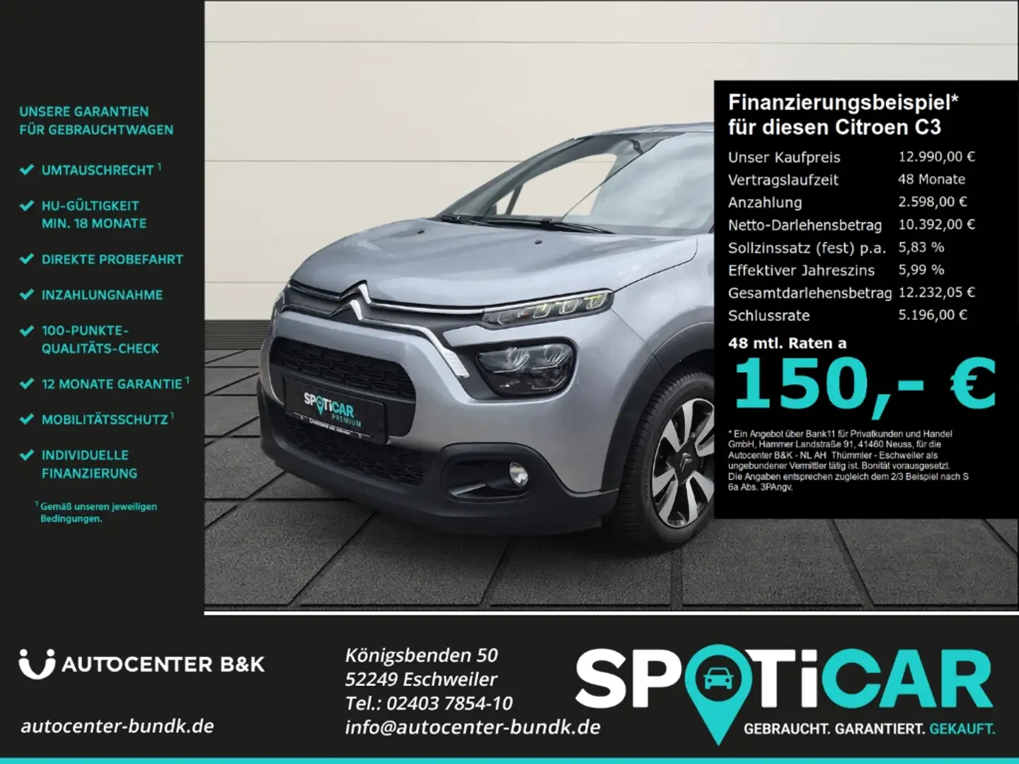 Citroen C3 Pure Tech 110 MAX Navi Kamera Keyless LED Apple Ca Grau - 1