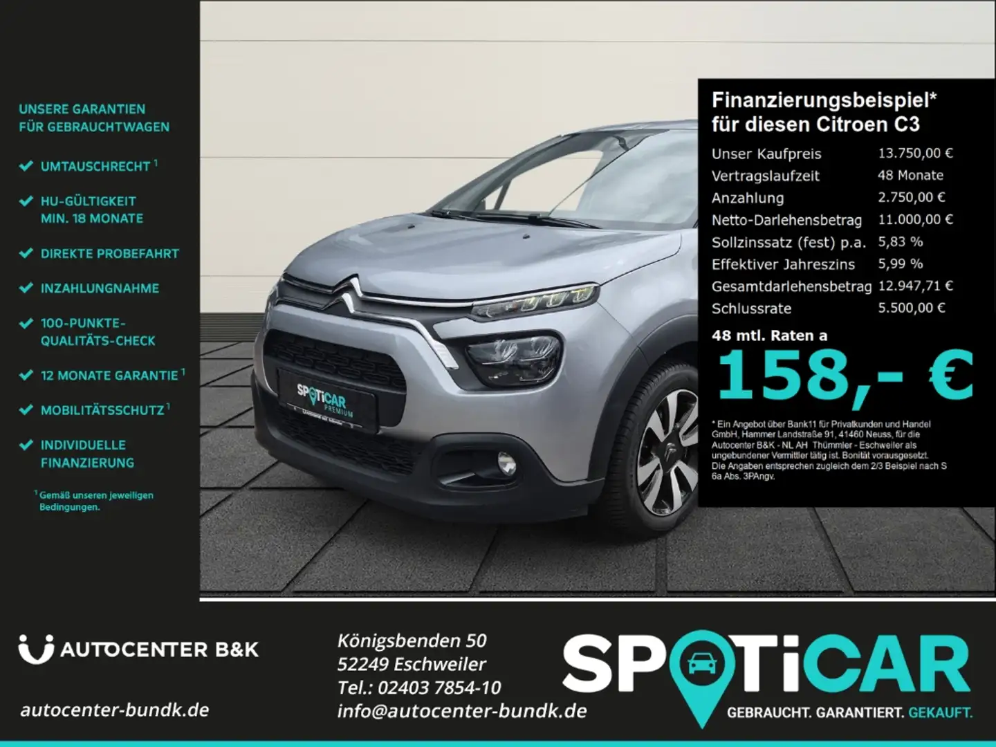 Citroen C3 Pure Tech 110 MAX Navi Kamera Keyless LED Apple Ca Grau - 1