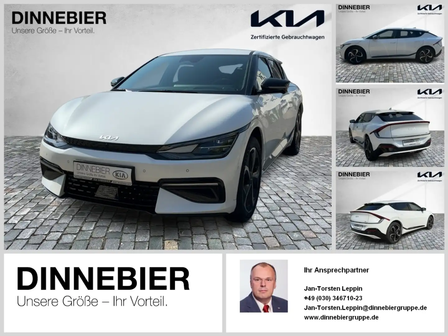 Kia EV6 GT-Line 77.4 RWD 360°Kamera+LED+Headup Weiß - 1