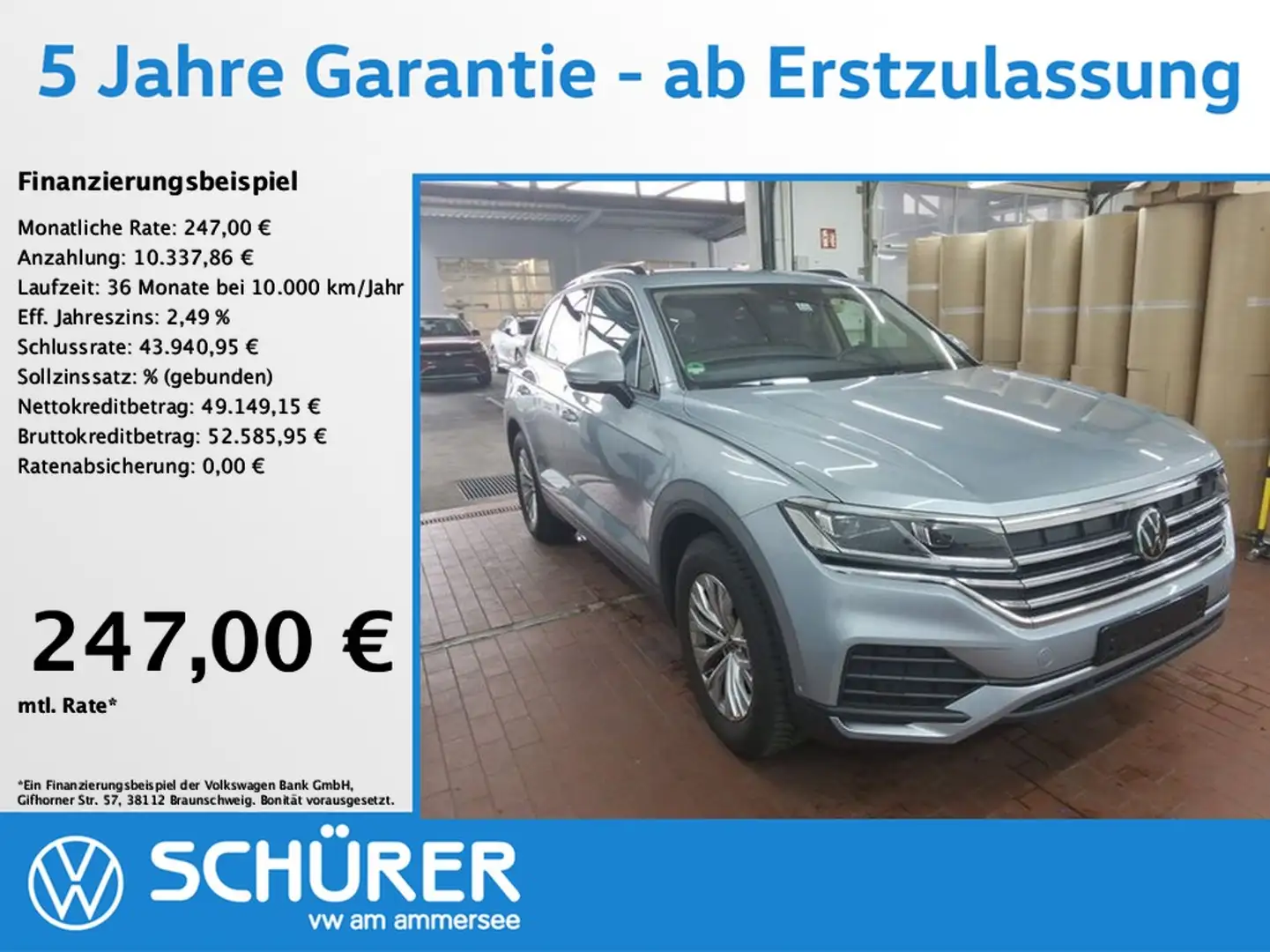 Volkswagen Touareg 3.0TDI 4Motion Reserverad Leder AHK Luft Silber - 1