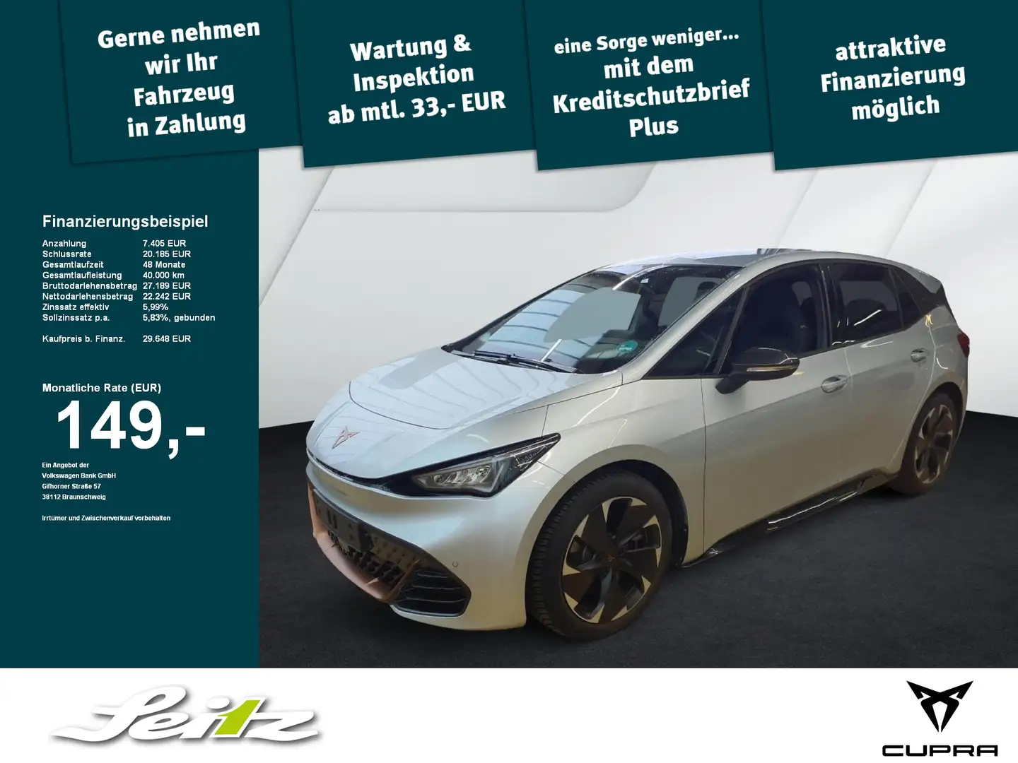 CUPRA Born *LED*KAMERA*NAVI*SITZH* Argintiu - 1
