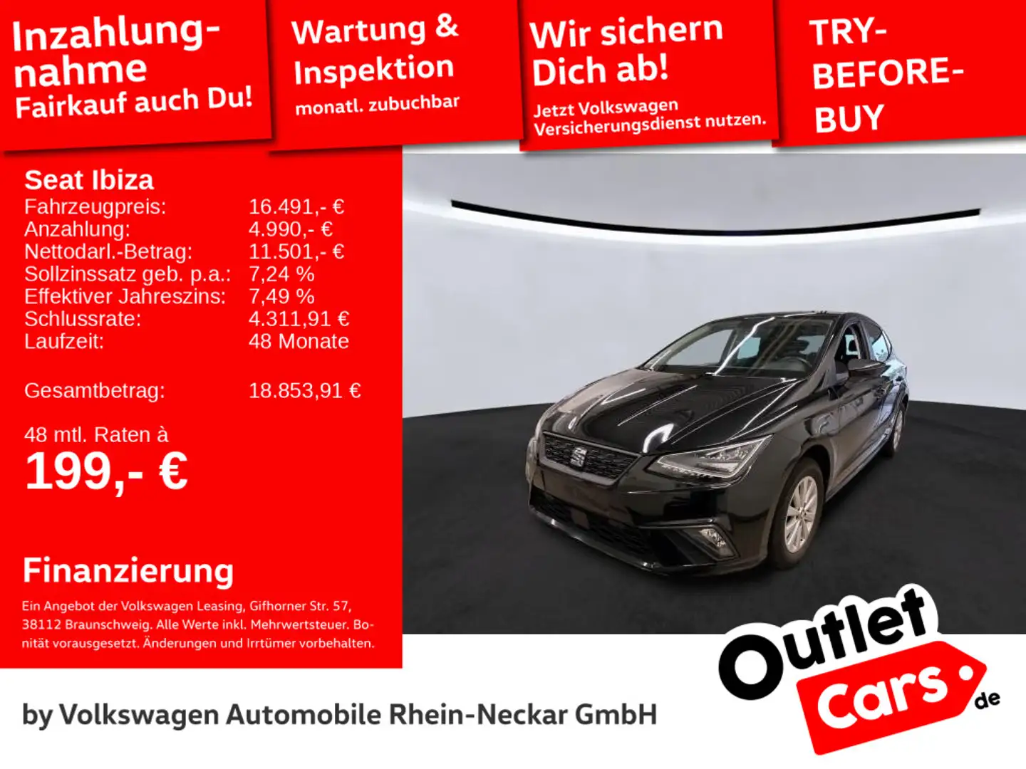SEAT Ibiza Beats 1.0 TSI Automatik LED Kamera Digital Schwarz - 1
