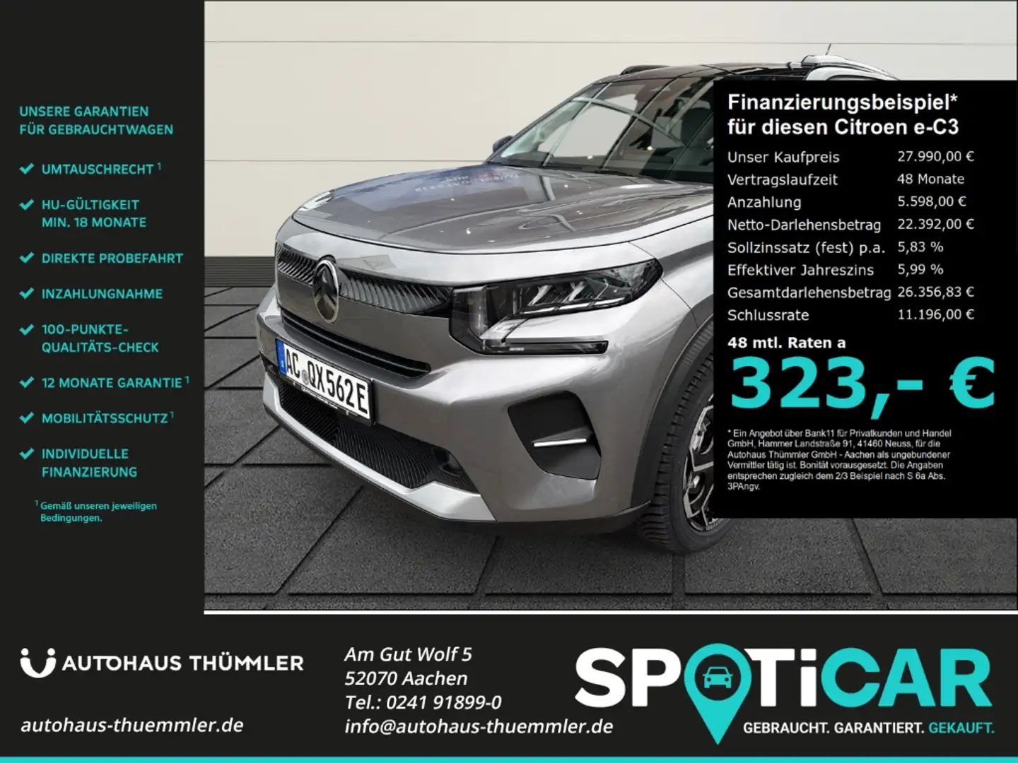 Citroen e 113 MAX HUD Navi Allwetterreifen LED Apple CarPl Gris - 1