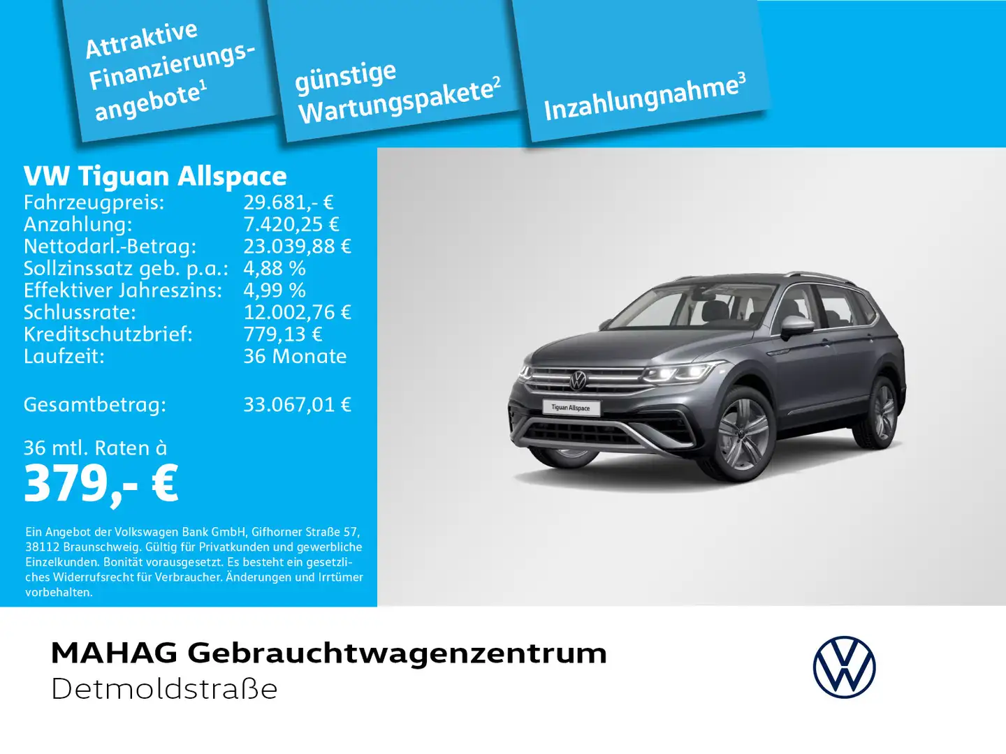 Volkswagen Tiguan Allspace 2.0 TDI 4mot ELEGANCE Navi IQ.LI Grau - 1