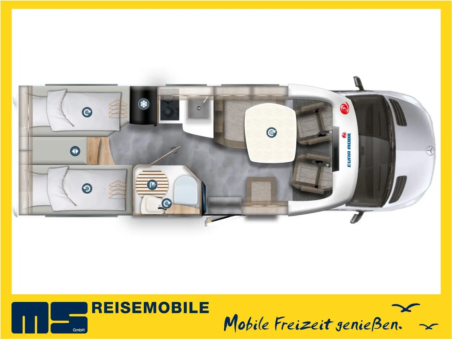 Euramobil PROFILA T 696 EB /MONDIAL S-P. 2025/EINZELBETTEN Nero - 2