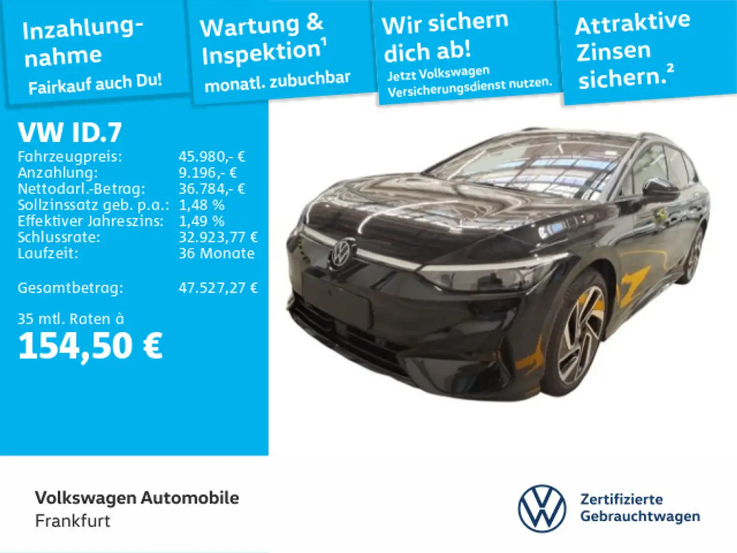 Volkswagen ID.7 Tourer MatrixLED AHK Massage ACC HuD Schwarz - 1