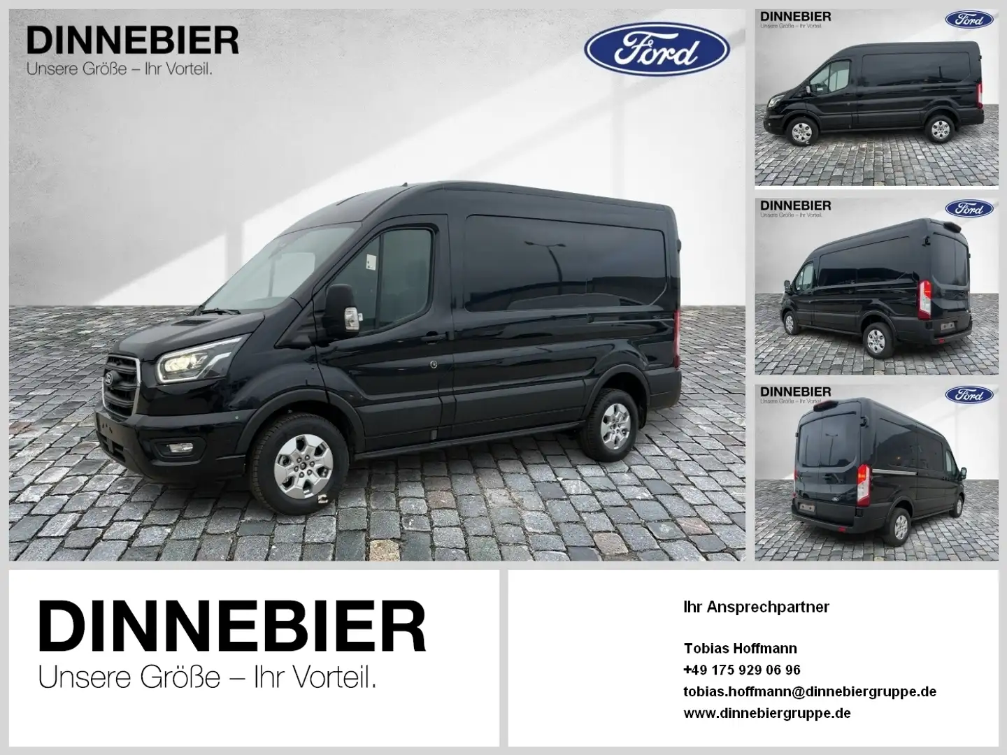 Ford Transit 350 L2 H2 Kasten LKW Limited 121 kW Zwart - 1