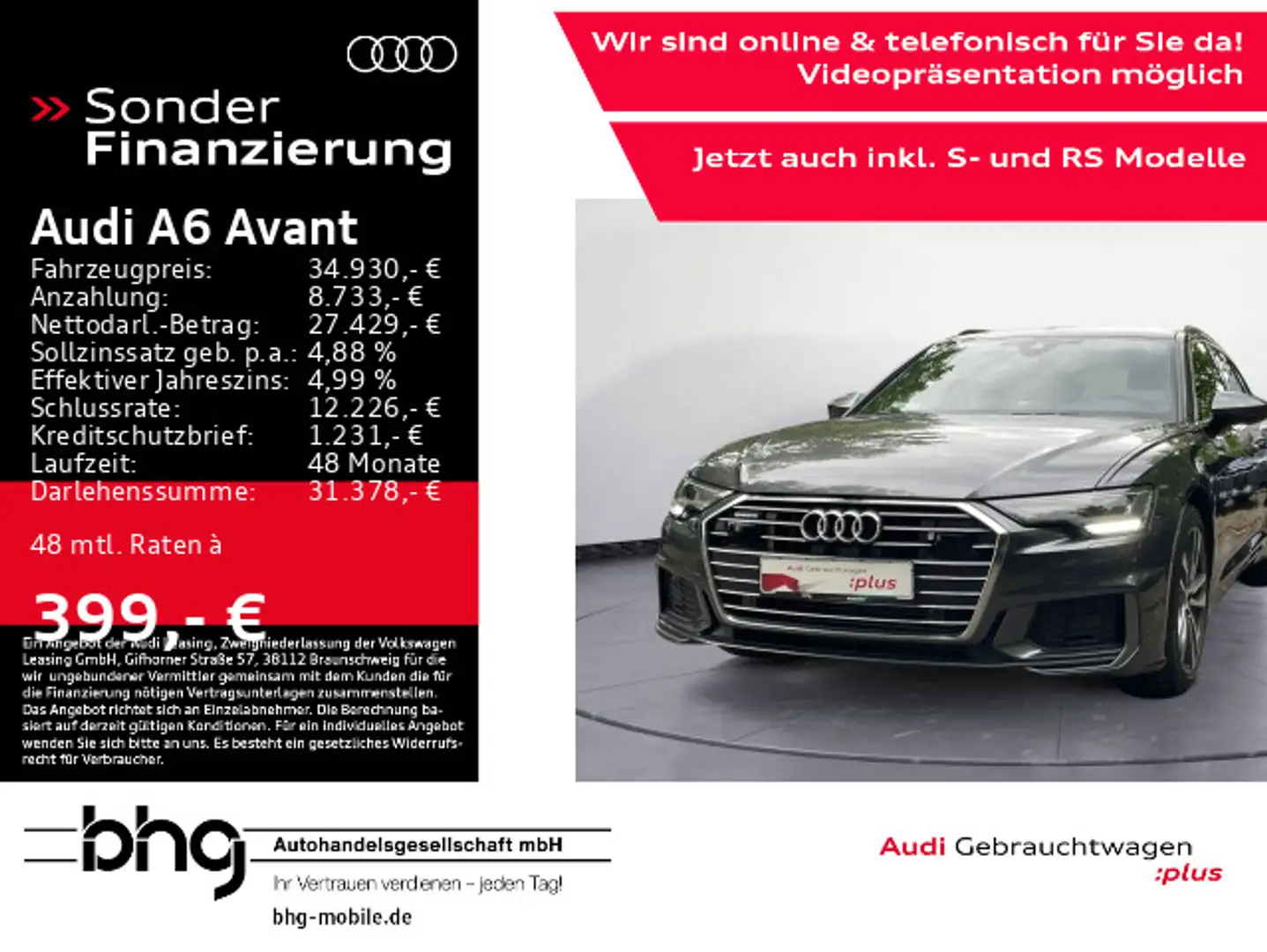 Audi A6 50 TFSIe quattro S-line LED/AHK/Pano/Ka Grau - 1