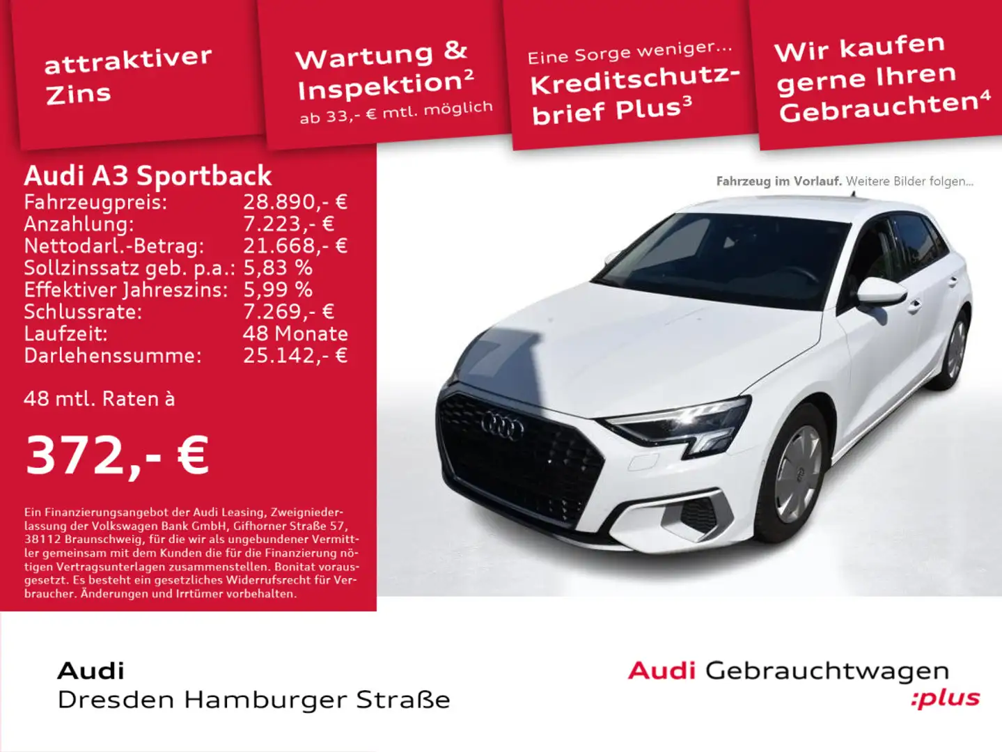 Audi A3 30 TFSI advanced LED Navi S tronic Weiß - 1