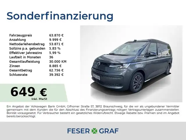 Volkswagen T7 California Coast eHybrid 4M AHK DCC STHZ