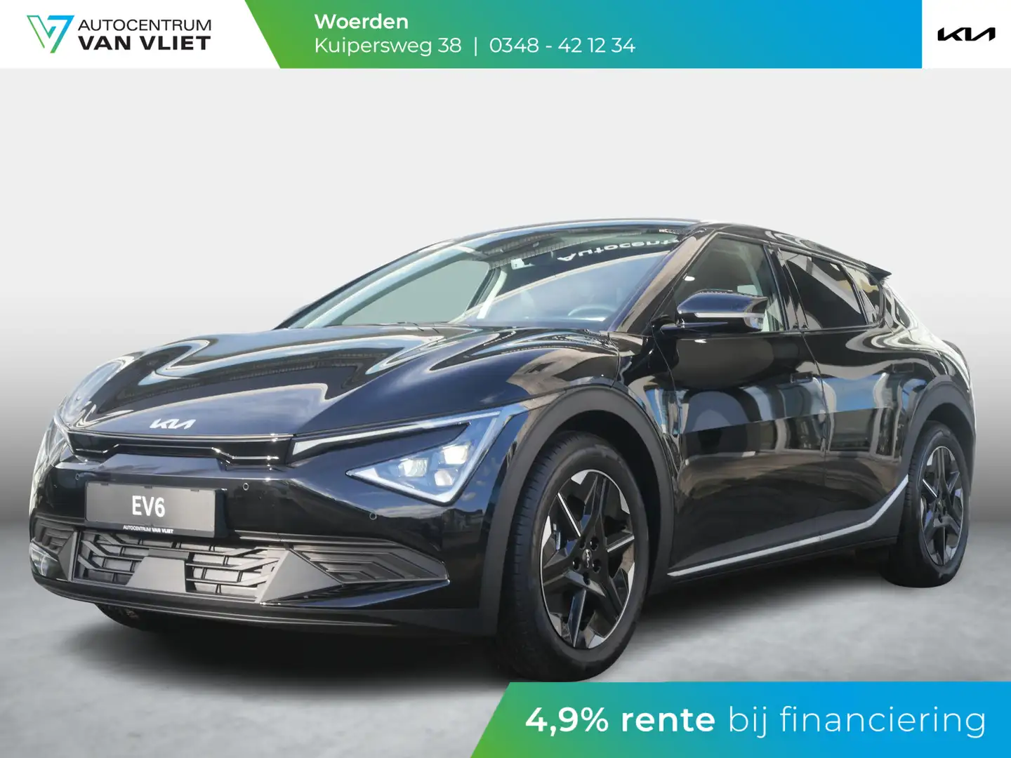 Kia EV6 Light Edition 63 kWh l Op Voorraad l Aurora Black Zwart - 1