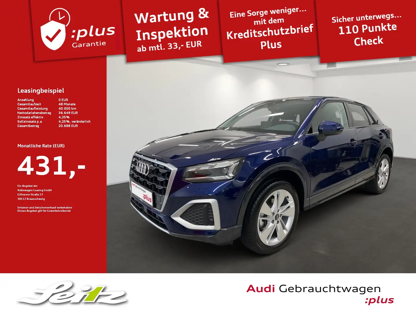 Audi Q2 35 TDI advanced *AHK*MATRIX*KAMERA*SITZH* Blau - 1