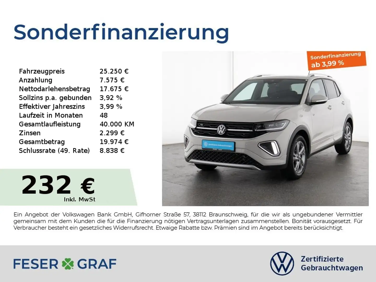 Volkswagen T-Cross 1.0TSI R-Line Rückfahrkamera IQ Grau - 1
