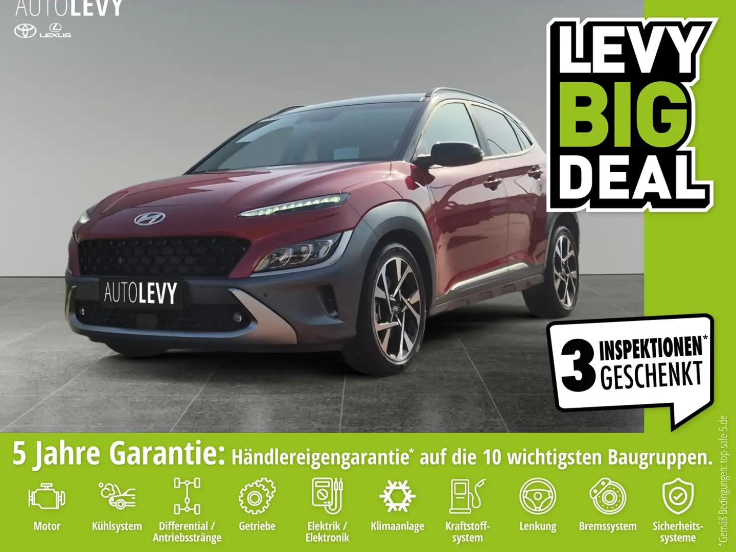 Hyundai KONA Prime 1.6 T-GdI 4WD HeadUp*4xSHZ*PDC Rot - 1