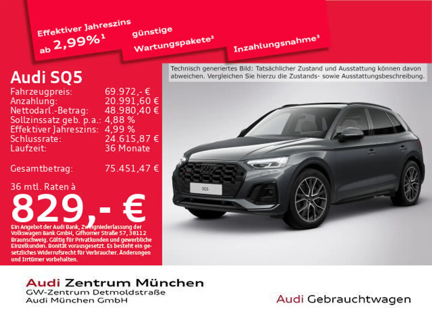 Audi SQ5 TDI tiptr. Pano/LuftFed/ACC/AHK Grau - 1