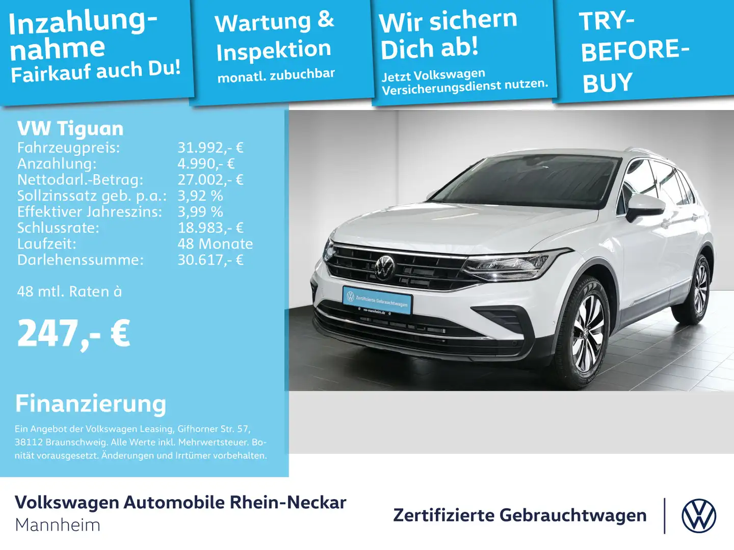 Volkswagen Tiguan 1.5 TSI Move Gar.2029 DSG Navi PDC LED uv Weiß - 1