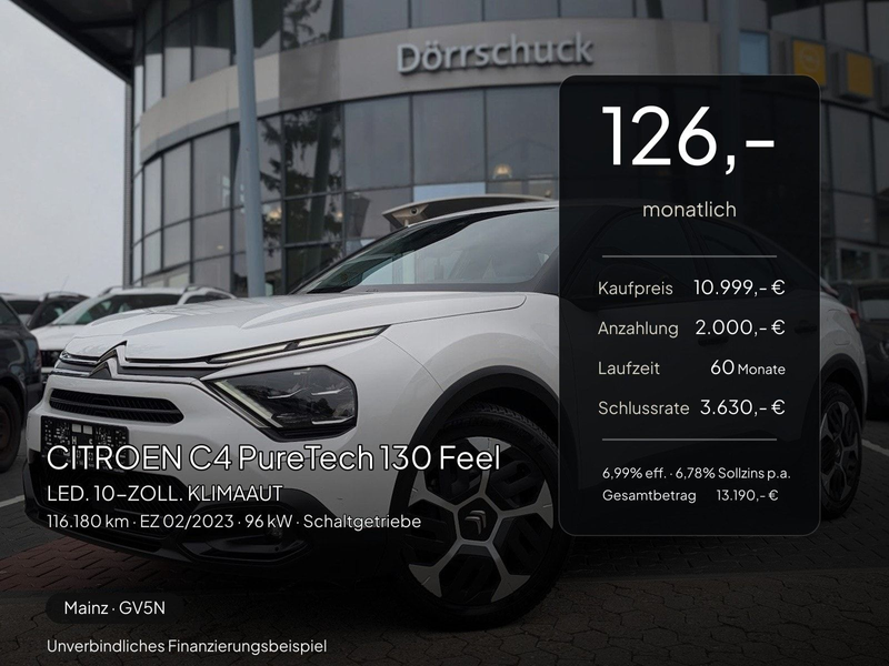 Citroen C4 PureTech 130 Feel. LED. 10-ZOLL. KLIMAAUT — photo 2