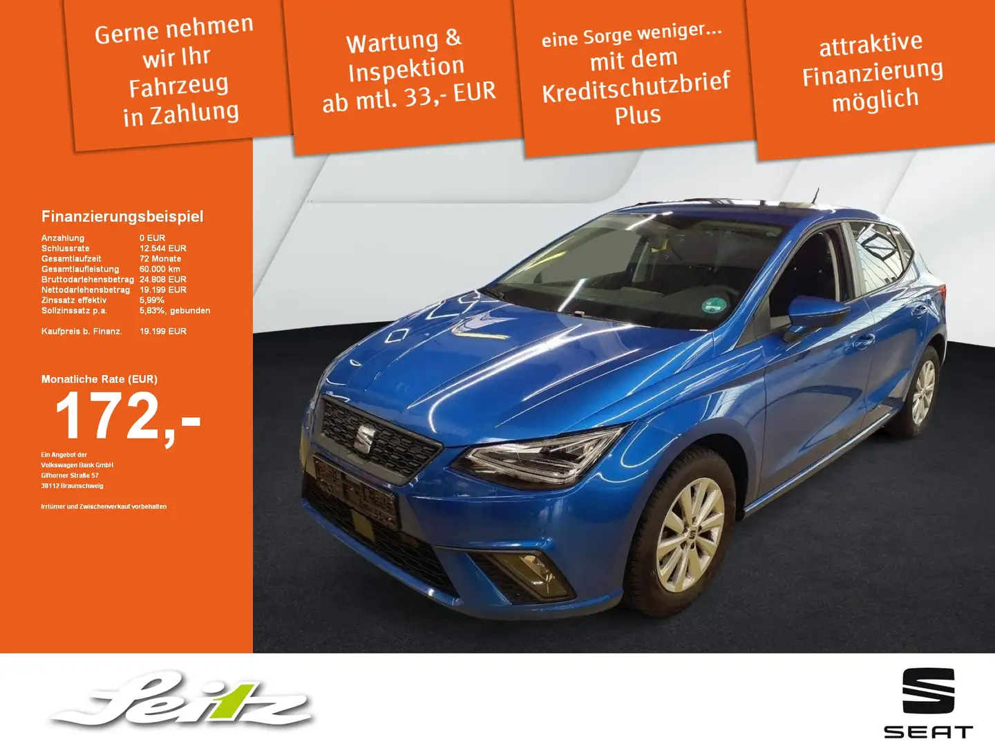 SEAT Ibiza 1.0 TSI Style *LED*KAMERA*NAVI*SITZH* Bleu - 1