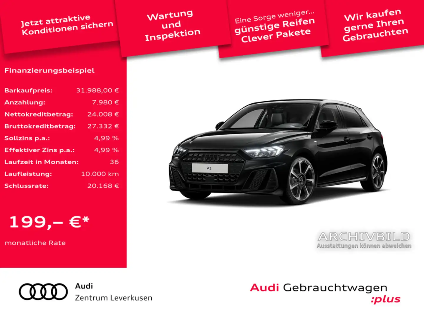 Audi A1 Sportback S line S-TRON ACC KAM VIRT CARPL Schwarz - 1