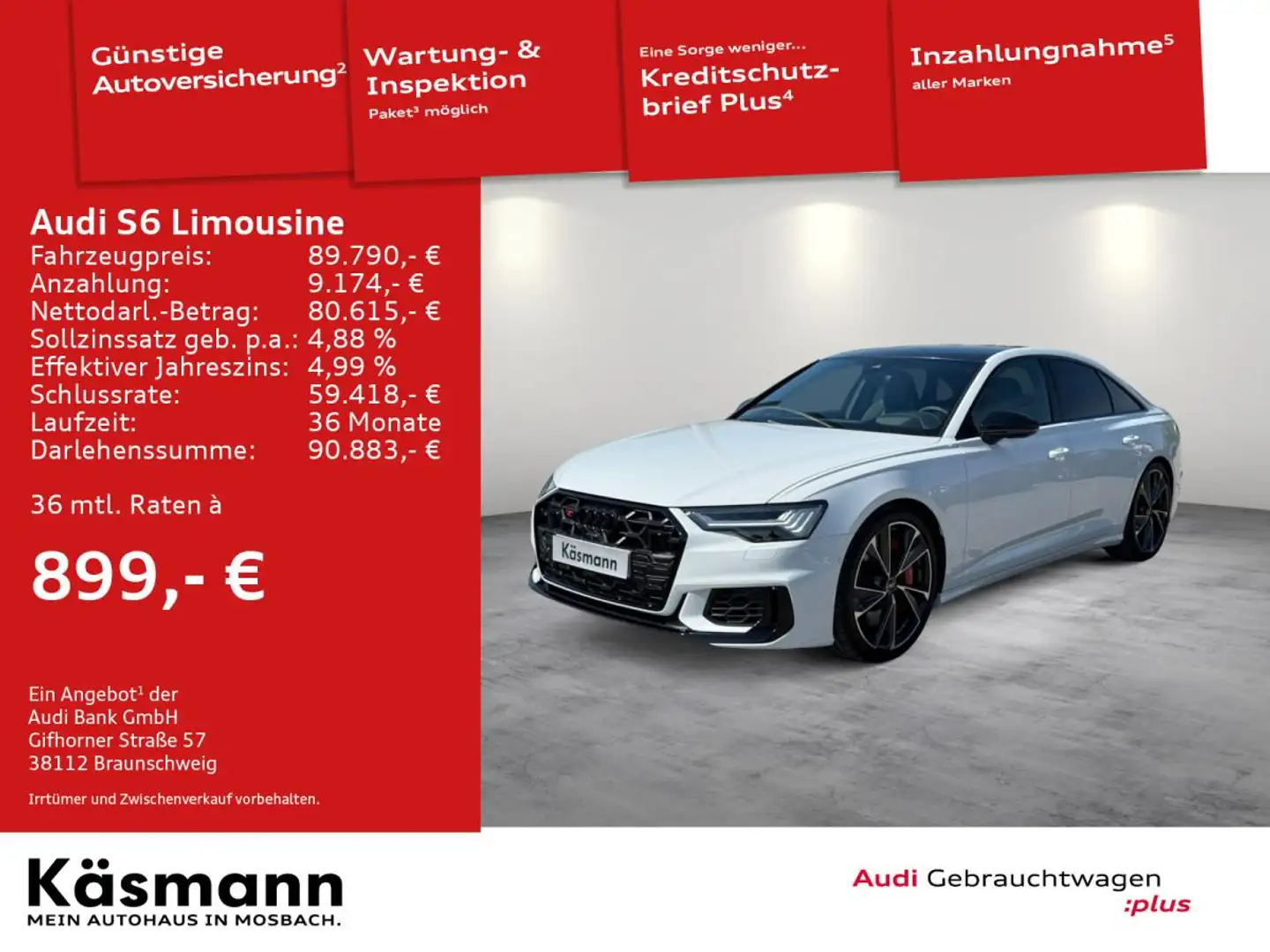 Audi S6 Limousine AHK B&O 360 MATRIX HUD Weiß - 1