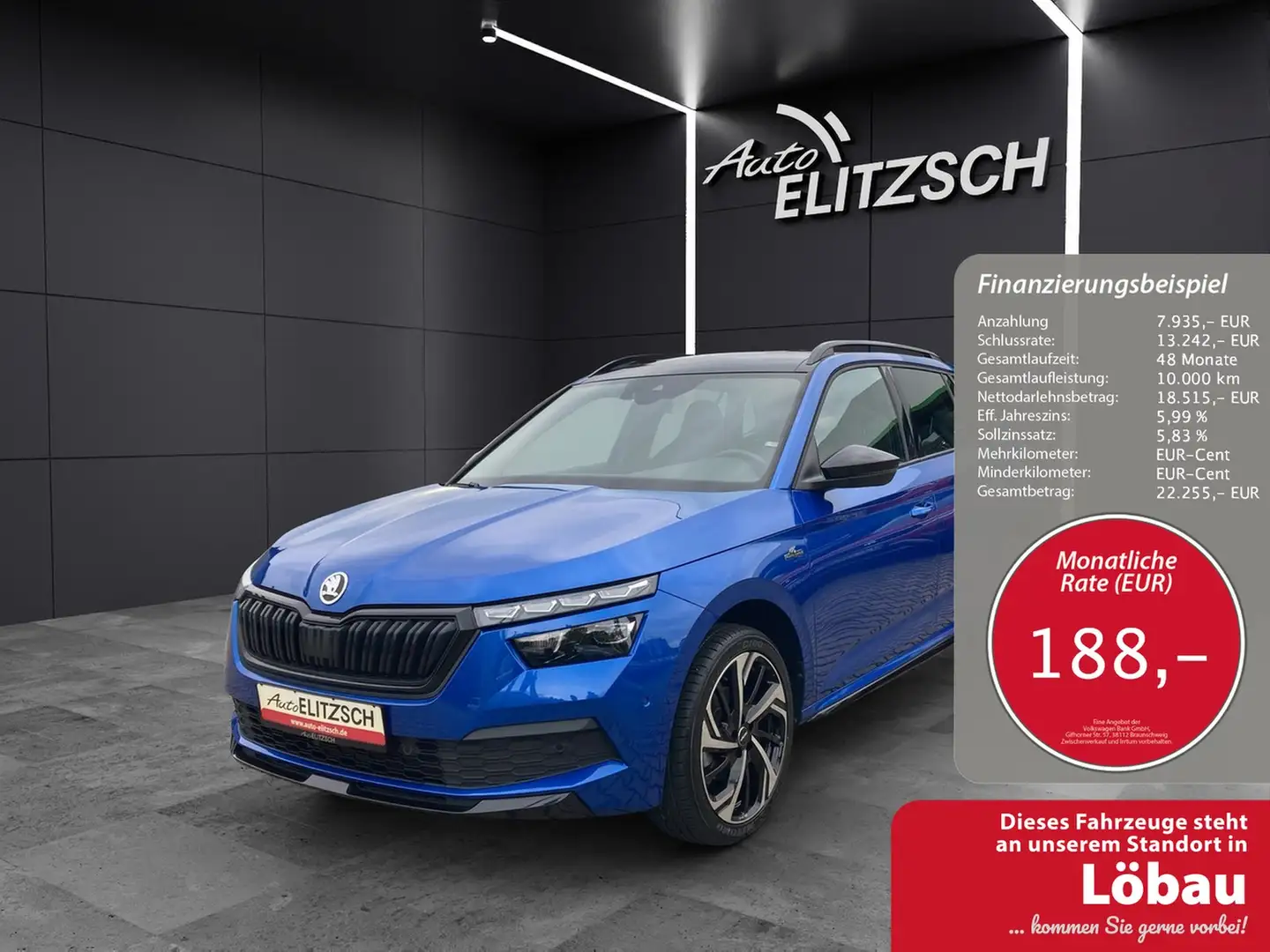 Skoda Kamiq TSI Monte Carlo DSG Navi AID ACC RFK Pano SH 18" Blau - 1