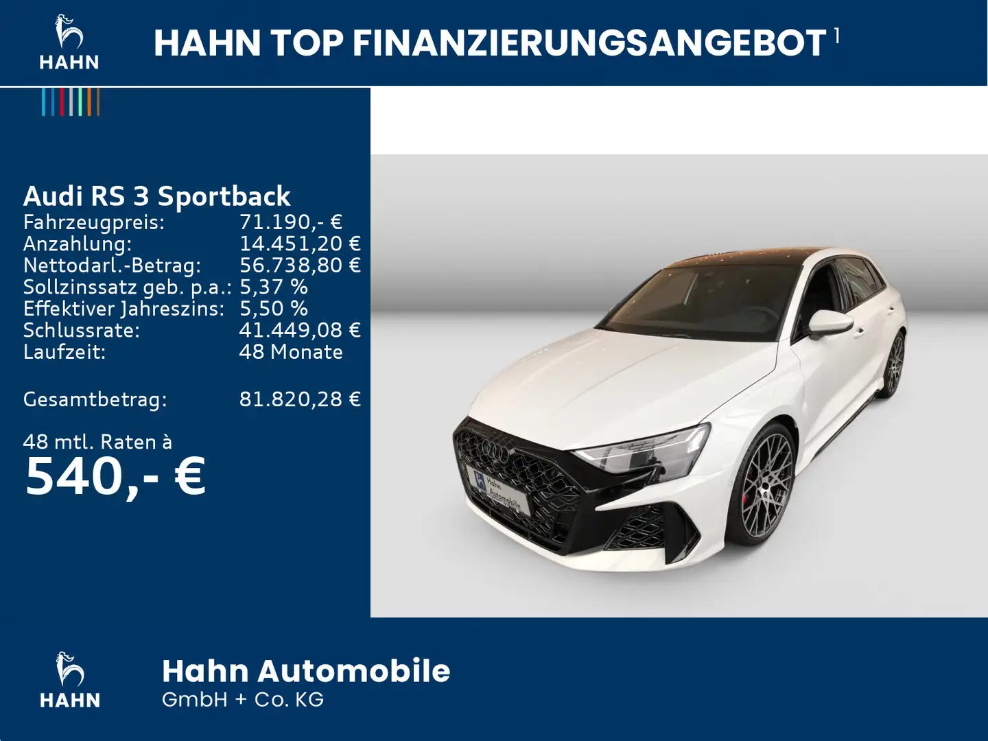 Audi RS3 Sportback 400 PS Panoramadach Massagesitze Weiß - 2