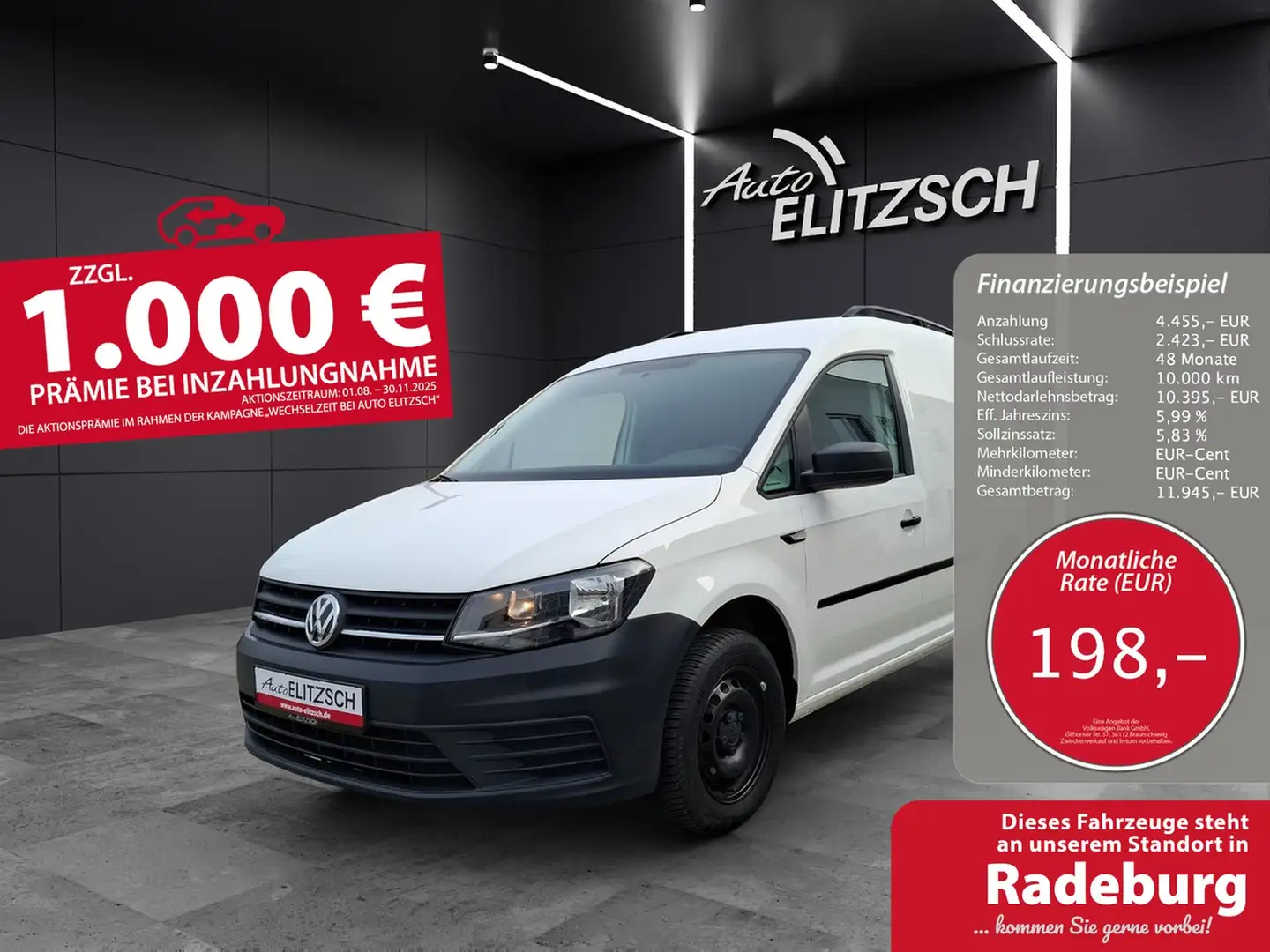 Volkswagen Caddy Kasten TDI STH AHK SH Weiß - 1