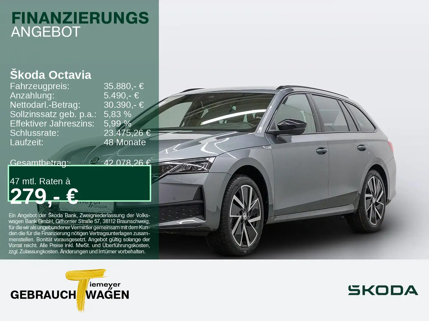 Skoda Octavia Combi 1.5 TSI DSG Sportline NAVI MATRIX Grau - 1