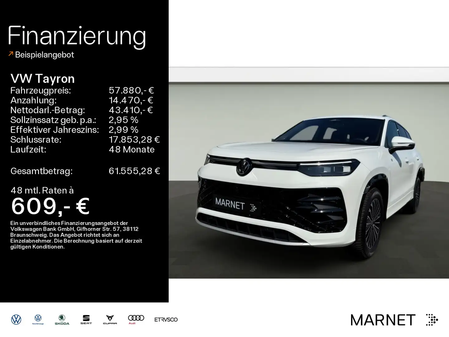 Volkswagen Tayron 2.0 TDI 4M DSG R-Line AHK*NAV*LED*SH*APP* Weiß - 1